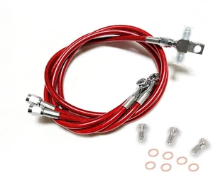 Líneas de freno delanteras trenzadas de acero Streamline longitud de stock rojo TRX 450R 450ER - Imagen 1 de 3