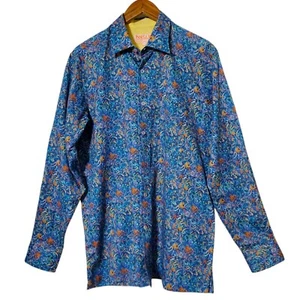 Inserch Linen Blend Shirt Size L Geometric Abstract Paisley Button-Up Mens - Picture 1 of 9