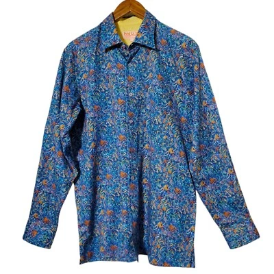 Inserch Linen Blend Shirt Size L Geometric Abstract Paisley Button-Up Mens - Image 1 of 4