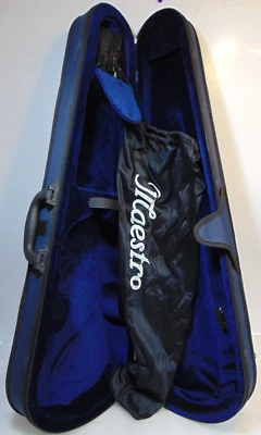 Blue Violin Case Sock Style Light Weight Maestro Quality Hard Case Canvas Velvet - Image 1 of 4