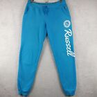 Russell Athletic Track Suit Pants Womens Size 8 Small Blue Cuffed White Sport