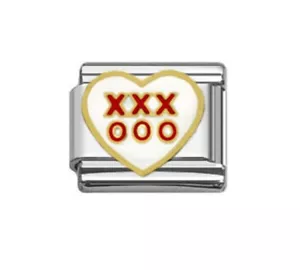 Italian Charm E99 Liebe Herz Umarmungen und Küsse XOXO passt klassischer Größe Armband - Bild 1 von 1