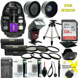 NIKON COOLPIX P1000 PLATINUM HD 128GB ACCESSORY KIT FLASH/LENSES/BACKPACK/TRIPOD