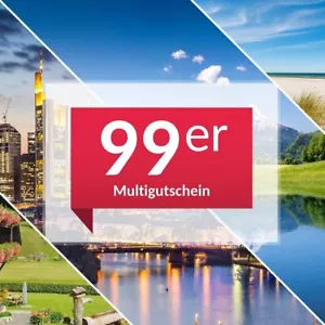 99er Multigutschein 1 oder 2 Nächte zur Wahl ÜF 2 Personen Geschenkgutschein - Bild 1 von 2
