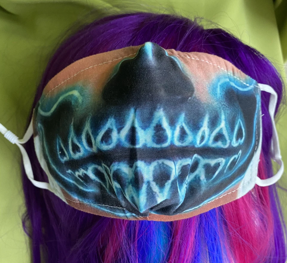Colorful EDM X Ray Skull Anime Creepy Smile Design Face Cover Mask w. 2 Filters - Image 1 of 4