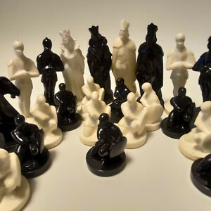 Military Style Chess Vintage Ussr Set Soviet Gypsum Russian Antique Old Rare Su