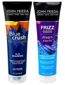 John Frieda Blue Crush Blue Shampoo & Frizz Ease Dream Curls Conditioner -2 Pack - Picture 1 of 2