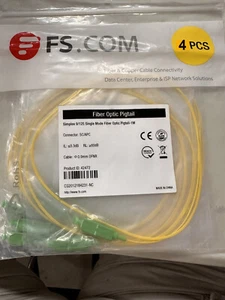 4 Qty Simplex SC/APC 9/125 Single-mode Fiber Optic Pigtail 1M\3.28' OFNR #61a - Foto 1 di 3