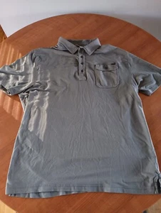 Travis Mathew Mens XL Shirt Short Sleeve Golf Polo Grey Logos Pockets Lycra - Picture 1 of 8