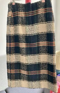 Elegant Mango Pencil Skirt multicoloured check with base beige and black, size M - Picture 1 of 9