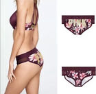 Victoria’s Secret PINK Logo Hipster Floral Bling Panty Maroon Wine Size M NEW