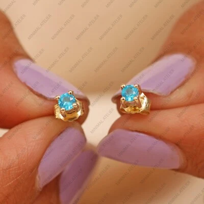 Brincos de apatita, ouro amarelo 14k solitário joia de casamento tiara - Imagem 1 de 4