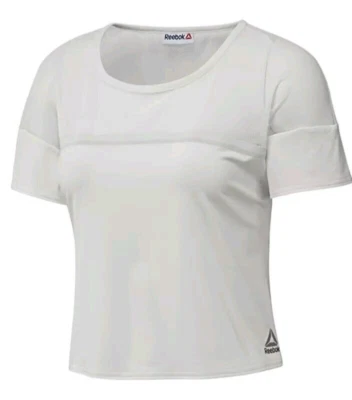 REEBOK T-SHIRT YOGA CARDIO FASHION WOMENS XL UK 20-22 CHALK WHITE NEW WITH TAGS - Image 1 of 4