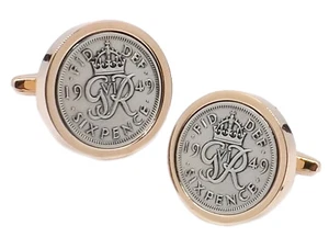 1949 Sei pence in placca oro rosa uomo 69° anni regalo compleanno gemelli diretti - Foto 1 di 9