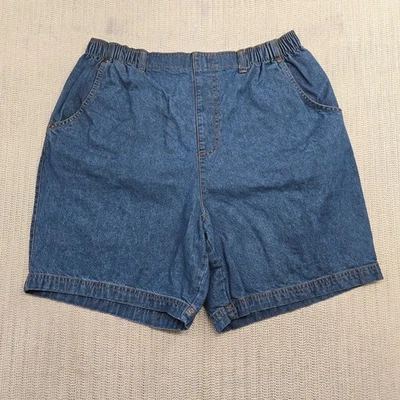 Pantalones Cortos Ciervo Blanco Para Mujer 16W Cintura Elastizada Azul Denim Pull On Frente Plano Plus Foto 1 de 4