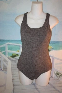 JUST MY SIZE CHLORINE RESISTANT CRINKLE SWIMSUIT 10 MISSES GRAY WATER AEROBICS - Picture 1 of 5