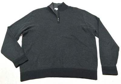 Suéter Kinross 1/4 Cremallera Para Hombre XL Gris Negro Manga Larga Algodón Seda Cachemira Foto 1 de 4