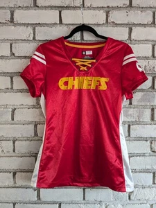 KC Kansas City Chiefs Women’s Lace Up Bling Jersey Size Medium NFL Team Apparel - Picture 1 of 7