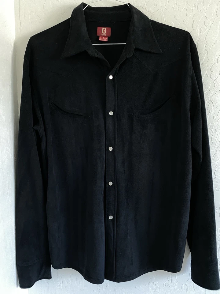 Vintage Guess Jeans Black Button Up Men’s sz L Polyester Long Sleeve Guess USA - Image 1 of 4