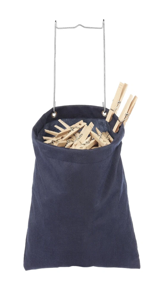 Whitmor 6369-201 Fabric Navy Indoor/Outdoor Wall Mount Hanging Clothes Pin Bag