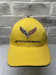 Corvette Stingray Yellow Cotton Twill Hat Strapback Cap Black Embroidered - Picture 1 of 5