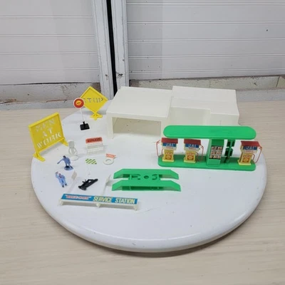 Juego de juguetes de estación de servicio de Hong Kong de caja azul de colección concha bombas ICA letreros figuras Foto 1 de 4