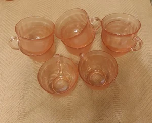 Arcoroc France Rosaline frosted pink swirl teacups set of 8 - Picture 1 of 3