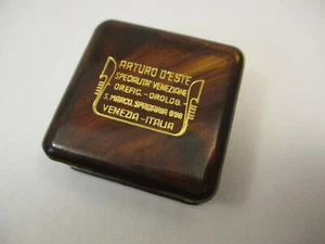 Vintage Jewelry Presentation Box Venice Italy Arturo D'Este Brown Swirl Plastic - Picture 1 of 5