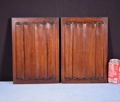 Paneles antiguos de renacimiento gótico francés en madera maciza de nogal con tallas plegables de lino Foto 1 de 4