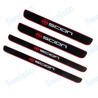 Black Rubber Car Door Scuff Sill Cover Panel Step Protector COMBO SET For SCION - Image 1 of 4