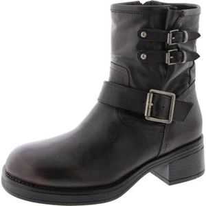 Steve Madden Womens Archie Buckle Leather Motorcycle Boots Shoes BHFO 5451 - Picture 1 of 3