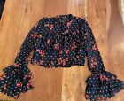 Forever 21 Cherry Sheer Y2k Top Bell Sleeve Cropped Small