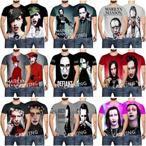 Marilyn Manson 3D Print Casual Fashion Short Sleeves T-shirts for Women/men - Picture 1 of 20