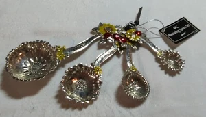 Ganz Set of 4 Measuring Spoons Enameled Sunflowers Ladybugs Flowers Baking GANZ - Picture 1 of 4