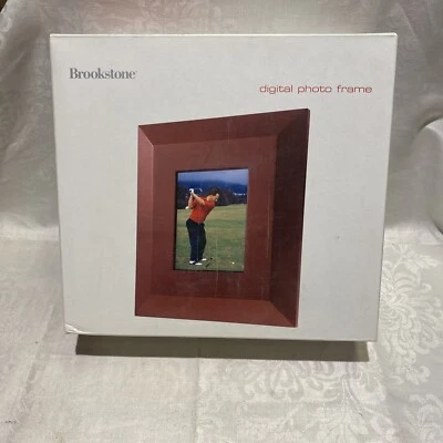 Brand New Brookstone 6in LCD Digital Photo Frame Rosewood Color - Image 1 of 4