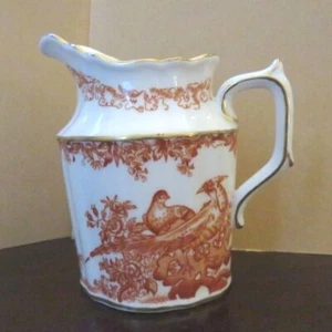 Royal Crown Derby rot Transferware "Aves" Mini Milchkännchen 3,50" hoch XX111 - Bild 1 von 7