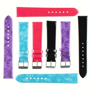Pack of 2 sets of Ladies 18mm faux leather synthetic Gloss Watch Strap 4 Colours - Picture 1 of 14