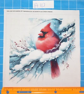 Bloque de acolchado de costura panel de tela 100 % algodón cardinal invierno 8"x8" A113 - Imagen 1 de 2
