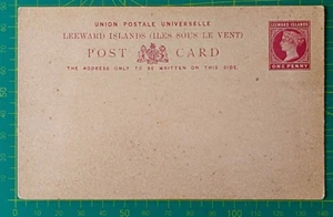 Leeward Islands postcard, period before 1901, One Penny, unused, rare - Picture 1 of 6