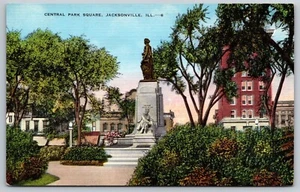Postkarte Central Park Square Jacksonville Illinois B6 - Bild 1 von 2