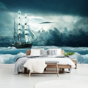 Fotomural Océano Tormentoso Sala de estar Mural 368x254cm Decoración de velero - Imagen 1 de 7