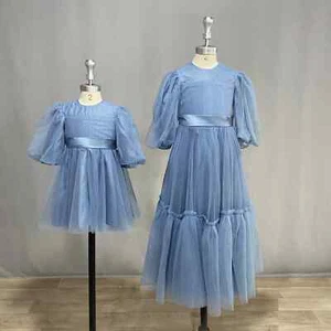 Thin gauze short sleeved flower girl dress with pleated floor length belt dress - Picture 1 of 11