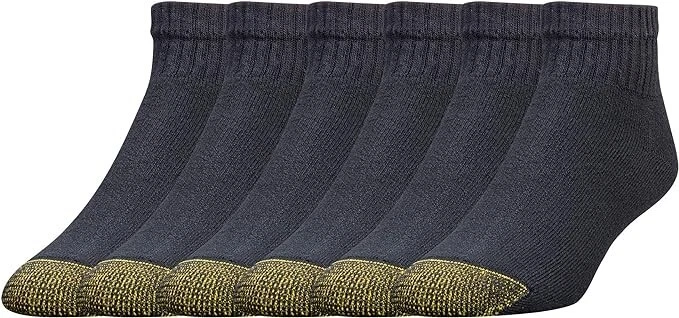 Gold Toe Men's Big and Tall 656p Cotton Quarter Athletic Socks 6 Pairs Black