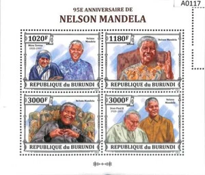 A0117 - BURUNDI - ERROR 2013 MISSPERF stamp SHEET: Nelson Mandela MOTHER THERESA - Picture 1 of 1