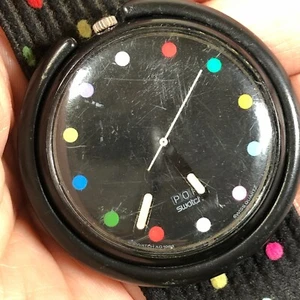 Vintage Pop Swatch Unisex Colorful Dot Nylon For Watch Parts Or Repair Only - Picture 1 of 4