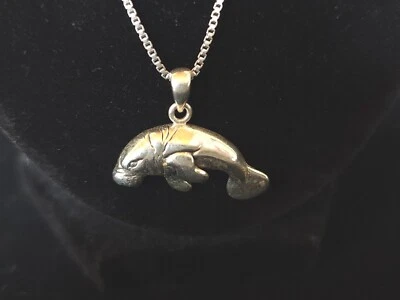 Manatee Pendant .925 Sterling Silver by Peter Stone Ocean Beach Jewelry Pscl - Image 1 of 4