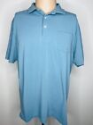 Peter Millar Mens Polo Blue Shirt Short Sleeve Size Medium Cotton Blend Spandex