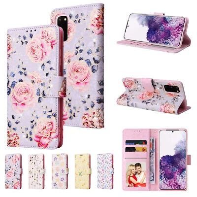 Flower Wallet Phone Case For Samsung S9 S8 S10 S20 S21 S22 S23 S24 FE S25 Ultra - Image 1 of 4
