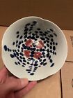 Vintage 6 Figure Chinese Bowl. Blue & White Glaze With Red (1 Small Chip)