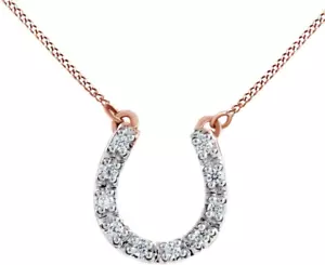 925 Sterling Silber Zirkonia Hufeisen Charm Anhänger Halskette - Bild 1 von 2